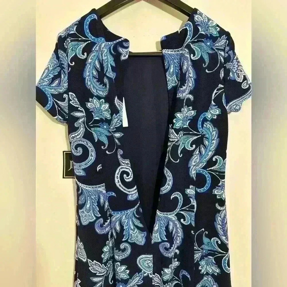 NWT JH Paisley Stretchy Mini Dress Blue Size L - Picture 3 of 8
